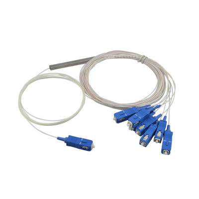 1 × 8 PLC فیبر نوری شکاف، بسته ABS، کابل 0.9mm برای شبکه های FTTX / شبکه های PON