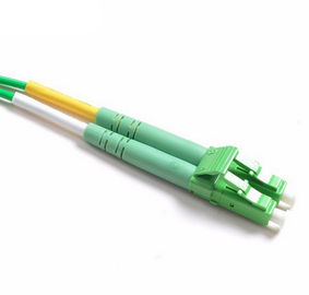 Green Cable Fibre Optic Patch Cord  LC/APC-LC/APC Singlemode Duplex 3.0mm OFNR