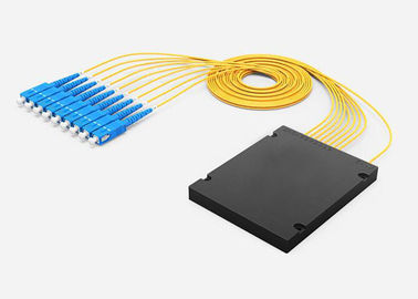 1 × 8 PLC Fiber Optic Splitter ABS Package Low Polarization Dependent Loss