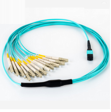 MPO-LC MPO Connector 8 سیم فیبر نوری پچ کورد Aqua