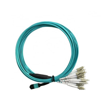کابل فیبر نوری Aqua Color OFNP MPO To LC 12 Core